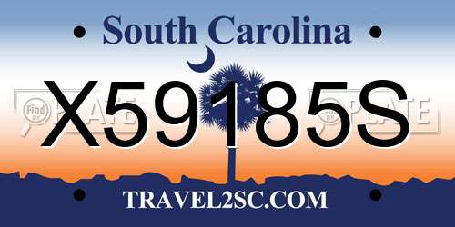 X59185S South Carolina License Plate