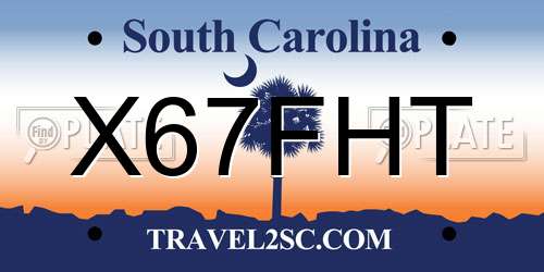 X67FHT South Carolina License Plate