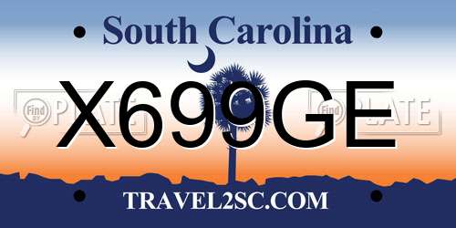 X699GE South Carolina License Plate