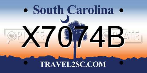 X7074B South Carolina License Plate