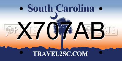 X707AB South Carolina License Plate