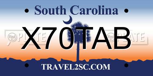 X70TAB South Carolina License Plate
