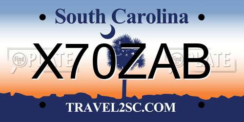 X70ZAB South Carolina License Plate