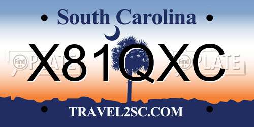 X81QXC South Carolina License Plate