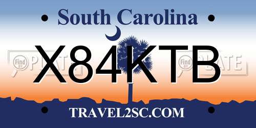 X84KTB South Carolina License Plate