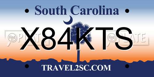 X84KTS South Carolina License Plate
