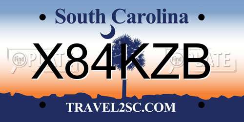 X84KZB South Carolina License Plate