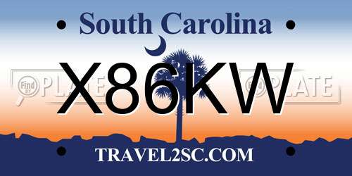 X86KW South Carolina License Plate