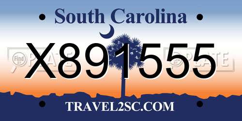 X891555 South Carolina License Plate