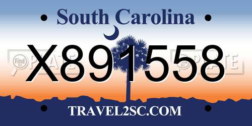 X891558 South Carolina License Plate