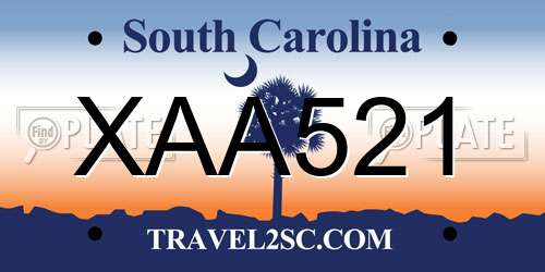 XAA521 South Carolina License Plate