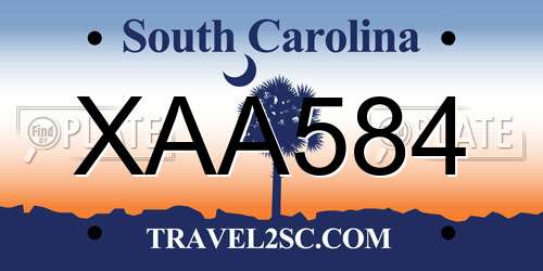 XAA584 South Carolina License Plate