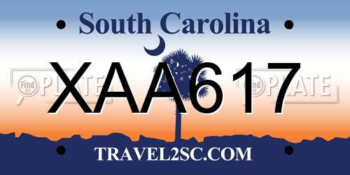 XAA617 South Carolina License Plate