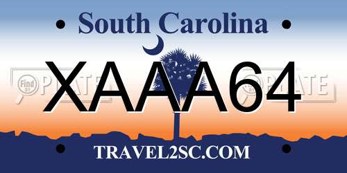 XAAA64 South Carolina License Plate