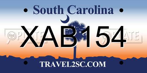 XAB154 South Carolina License Plate