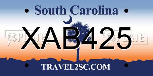 XAB425 South Carolina License Plate