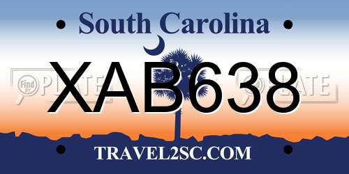 XAB638 South Carolina License Plate