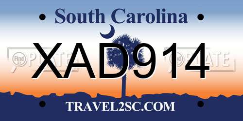 XAD914 South Carolina License Plate