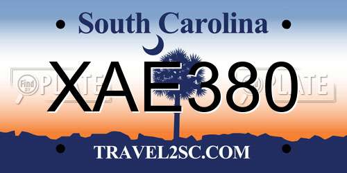 XAE380 South Carolina License Plate
