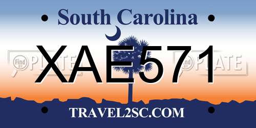 XAE571 South Carolina License Plate