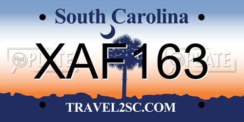 XAF163 South Carolina License Plate