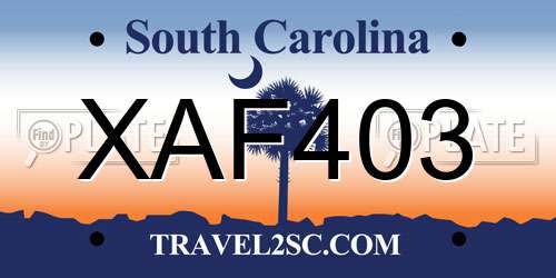 XAF403 South Carolina License Plate