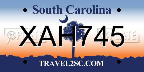 XAH745 South Carolina License Plate
