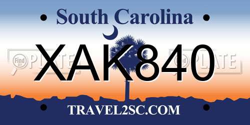 XAK840 South Carolina License Plate