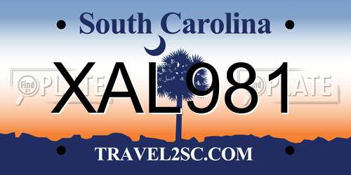 XAL981 South Carolina License Plate