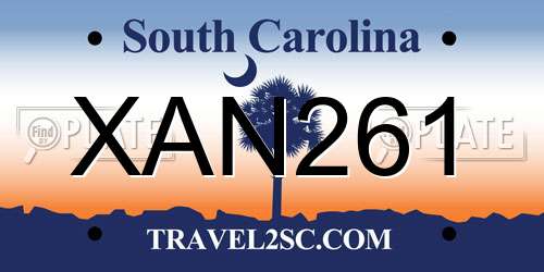 XAN261 South Carolina License Plate