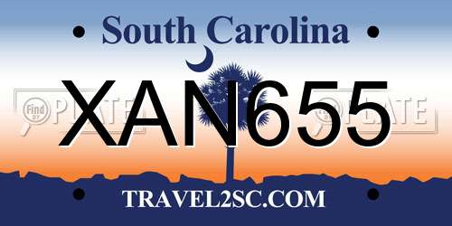 XAN655 South Carolina License Plate