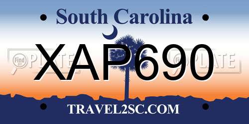 XAP690 South Carolina License Plate
