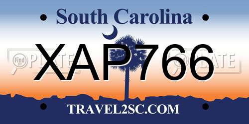 XAP766 South Carolina License Plate