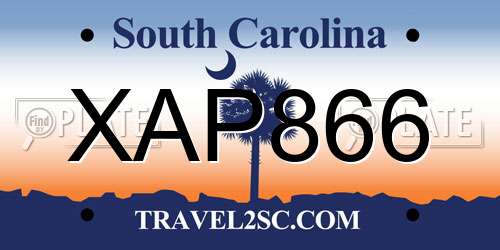 XAP866 South Carolina License Plate