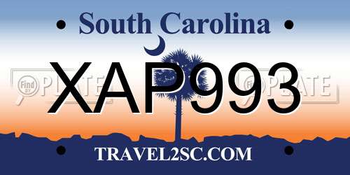 XAP993 South Carolina License Plate