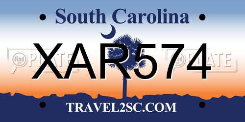 XAR574 South Carolina License Plate