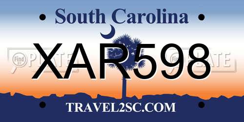 XAR598 South Carolina License Plate
