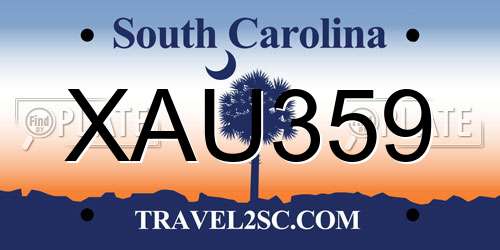 XAU359 South Carolina License Plate