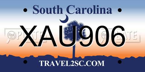 XAU906 South Carolina License Plate