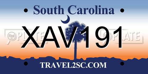 XAV191 South Carolina License Plate
