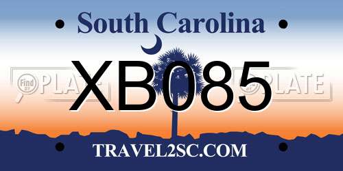XB085 South Carolina License Plate