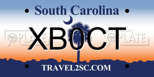 XB0CT South Carolina License Plate