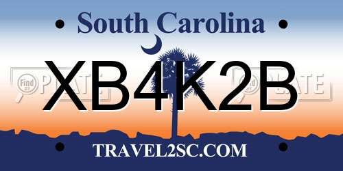 XB4K2B South Carolina License Plate