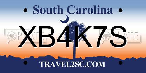 XB4K7S South Carolina License Plate