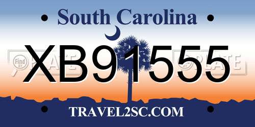XB91555 South Carolina License Plate