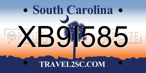 XB9I585 South Carolina License Plate