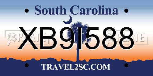 XB9I588 South Carolina License Plate