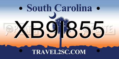 XB9I855 South Carolina License Plate
