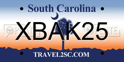 XBAK25 South Carolina License Plate