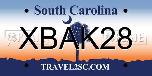 XBAK28 South Carolina License Plate